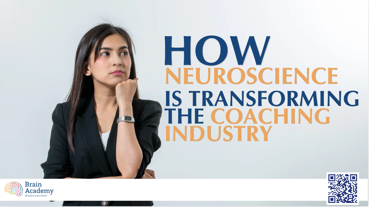 an image of a person thinking with a text of How neuroscience is transforming the coaching industry