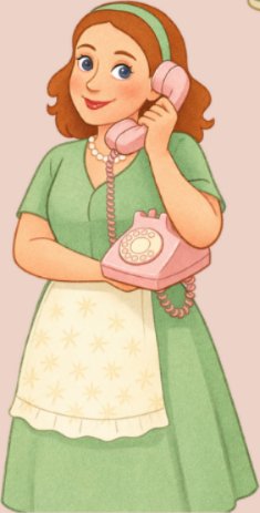 Cartoon of Lisa, The Potty Queen, chatting on the phone