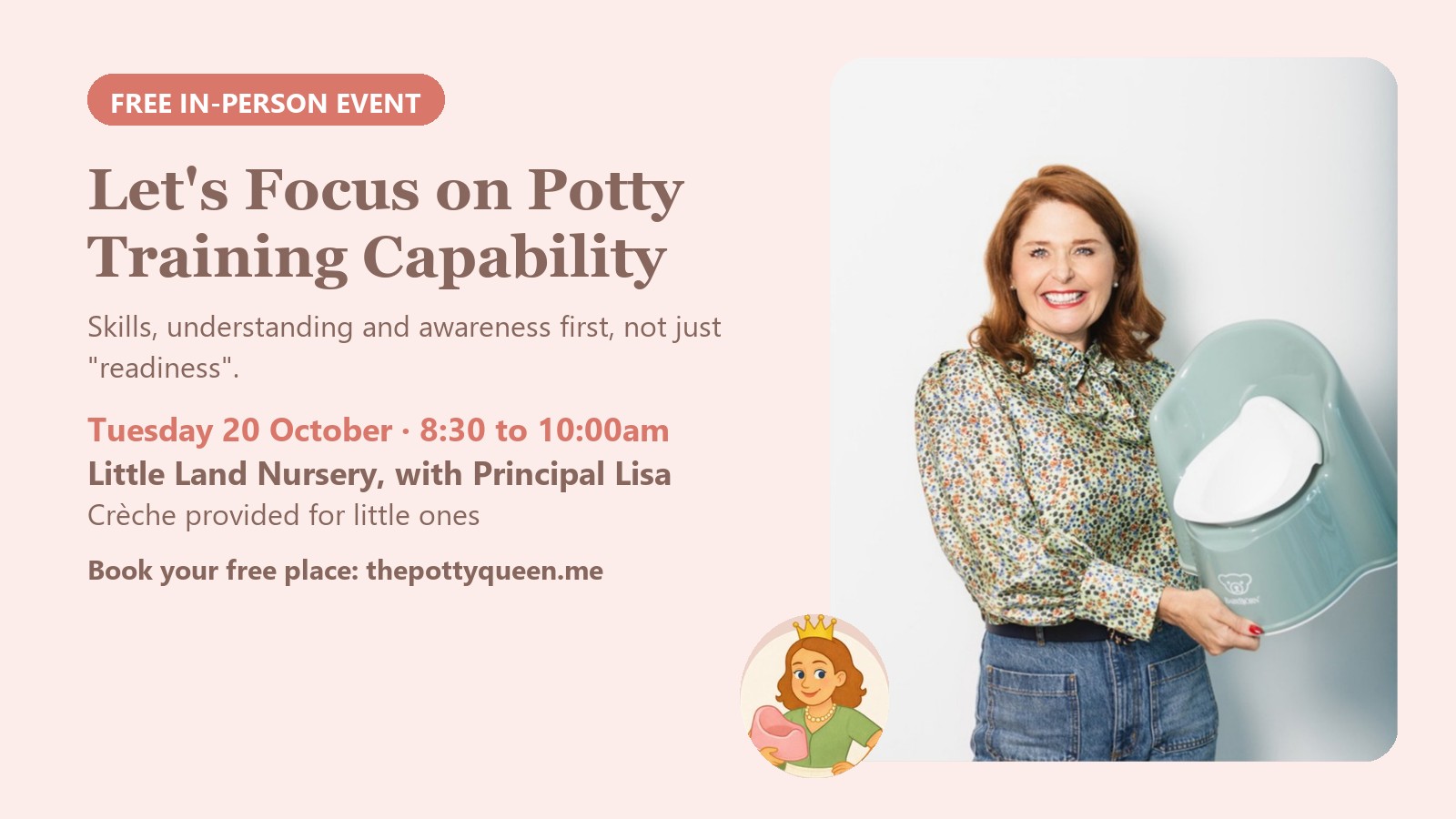 Free in-person potty morning with Principal Lisa at Little Land Nursery, UAE, on Tuesday 20 October