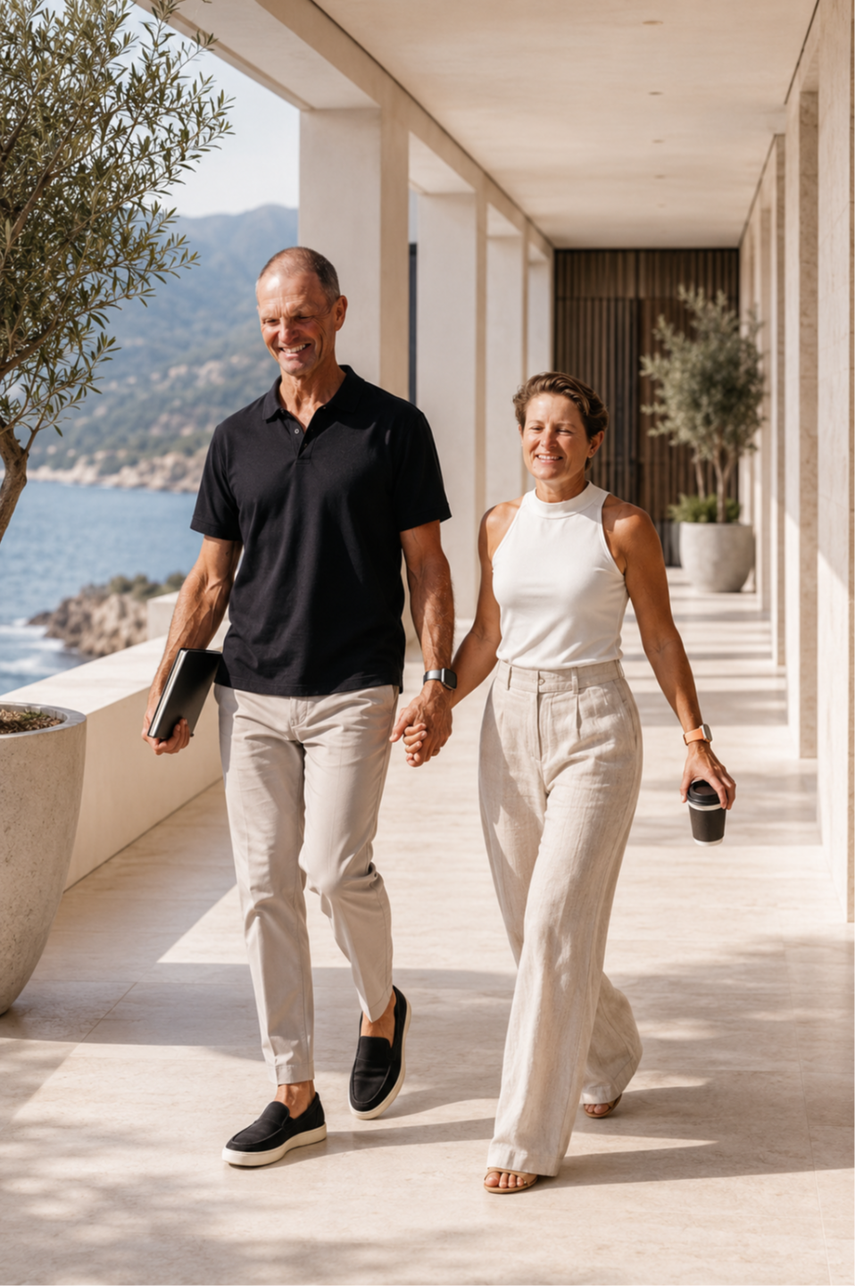 Lyn & Mike walking, holding hands, Zento Global