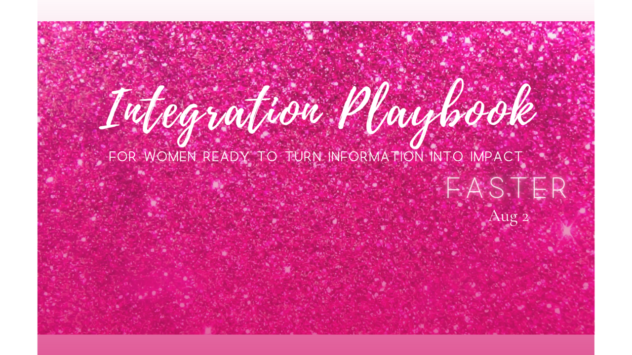 Static sparkly pink image of notebook displaying name of the course.