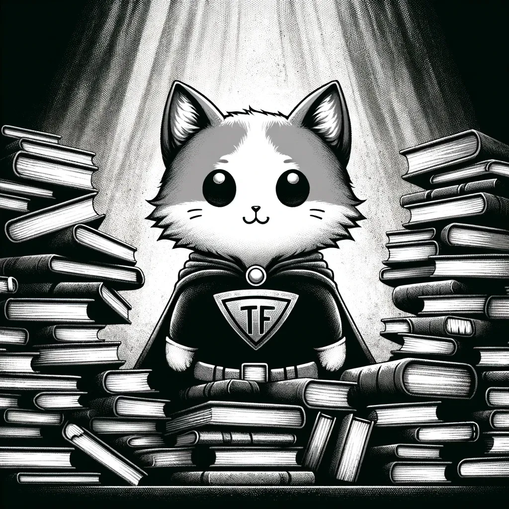 Cat Surrounded By Books