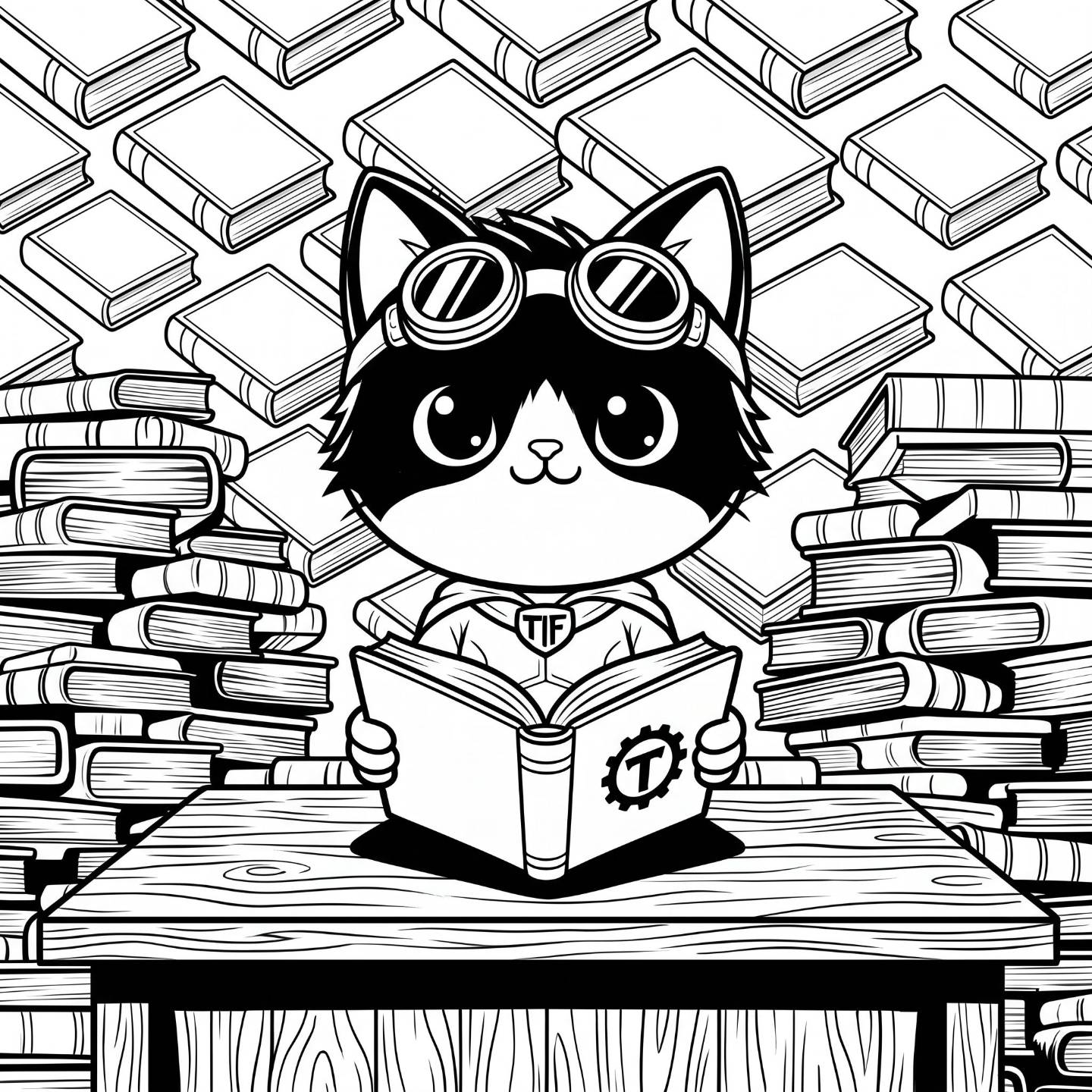 Cat Reading Book