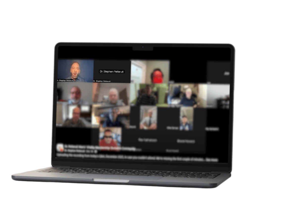 Laptop image of men blurred out in the monthly live Q&A