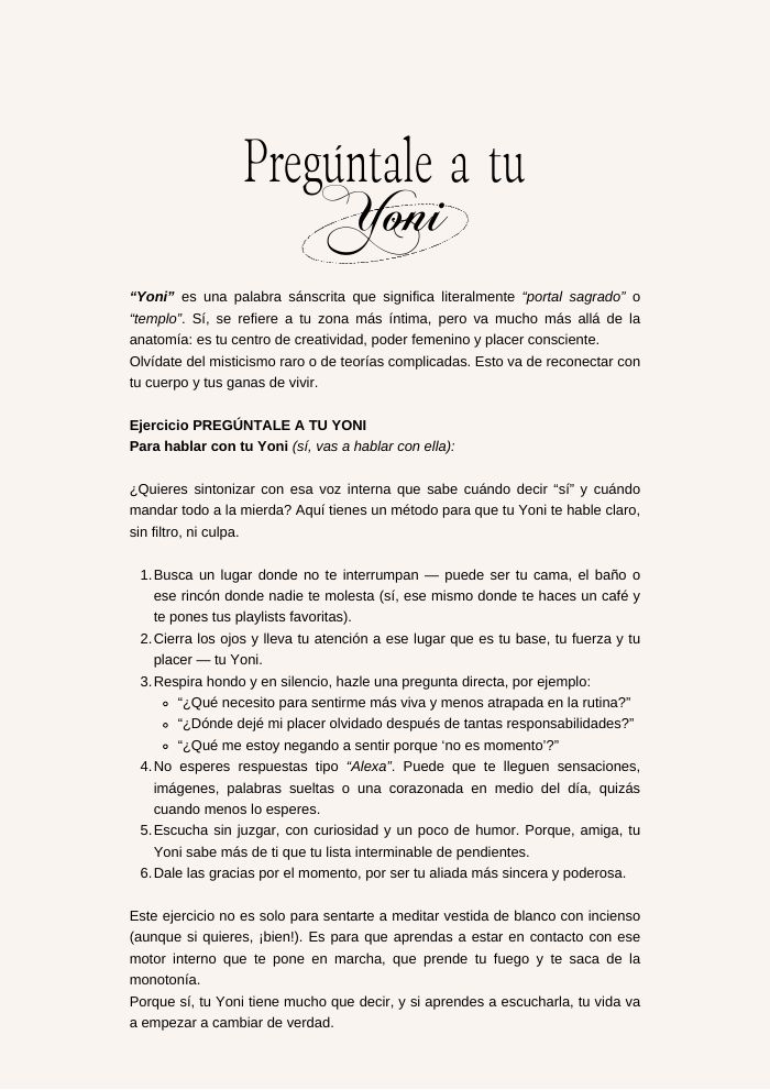 Pregúntale a tu Yoni