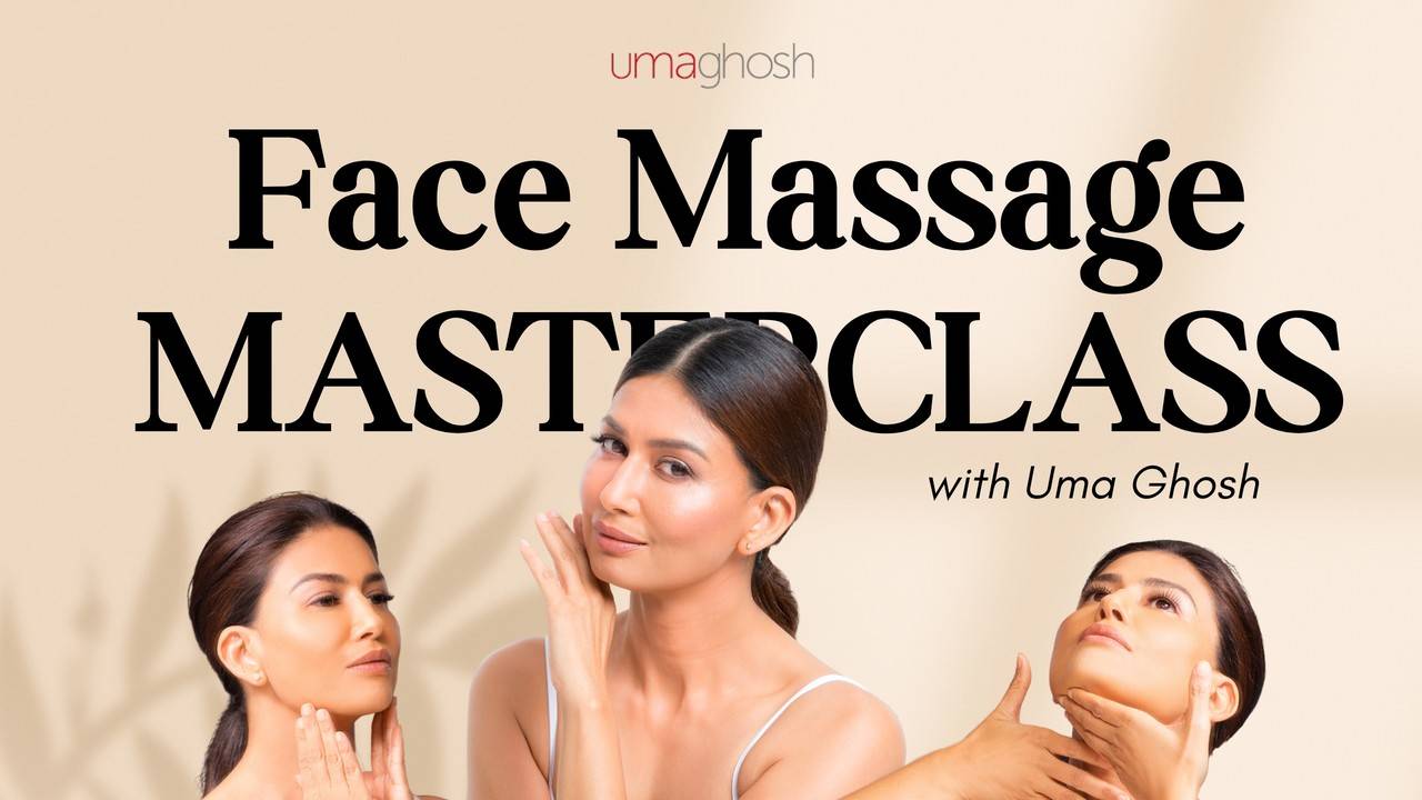 Uma Ghosh practising her face massage ritual