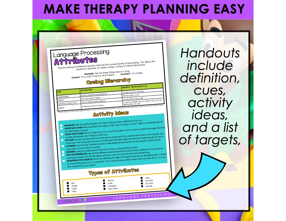 Language Processing Handouts for speech therapy preview page 2