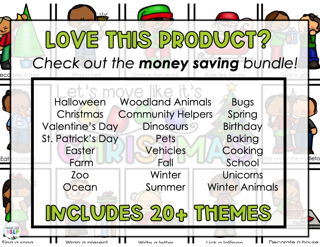 Christmas movement cards for speech therapy preview page 5