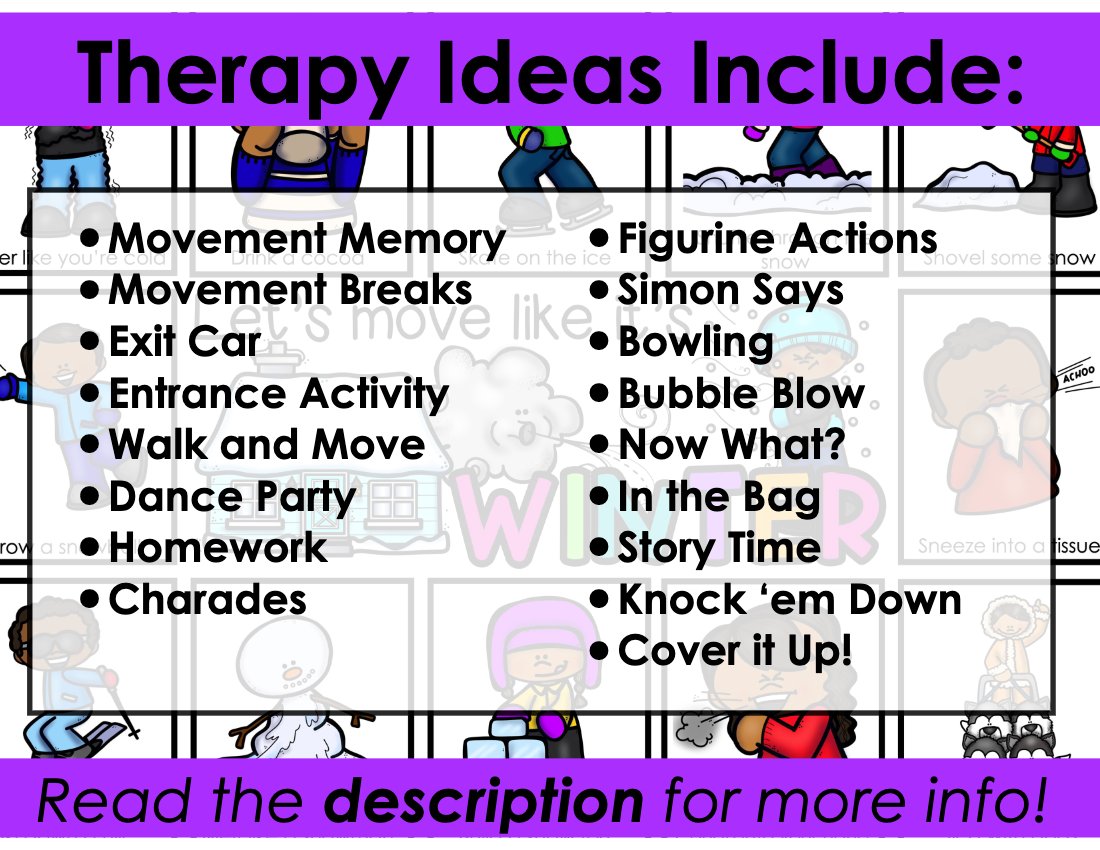 Winter movement cards for speech therapy preview page 4