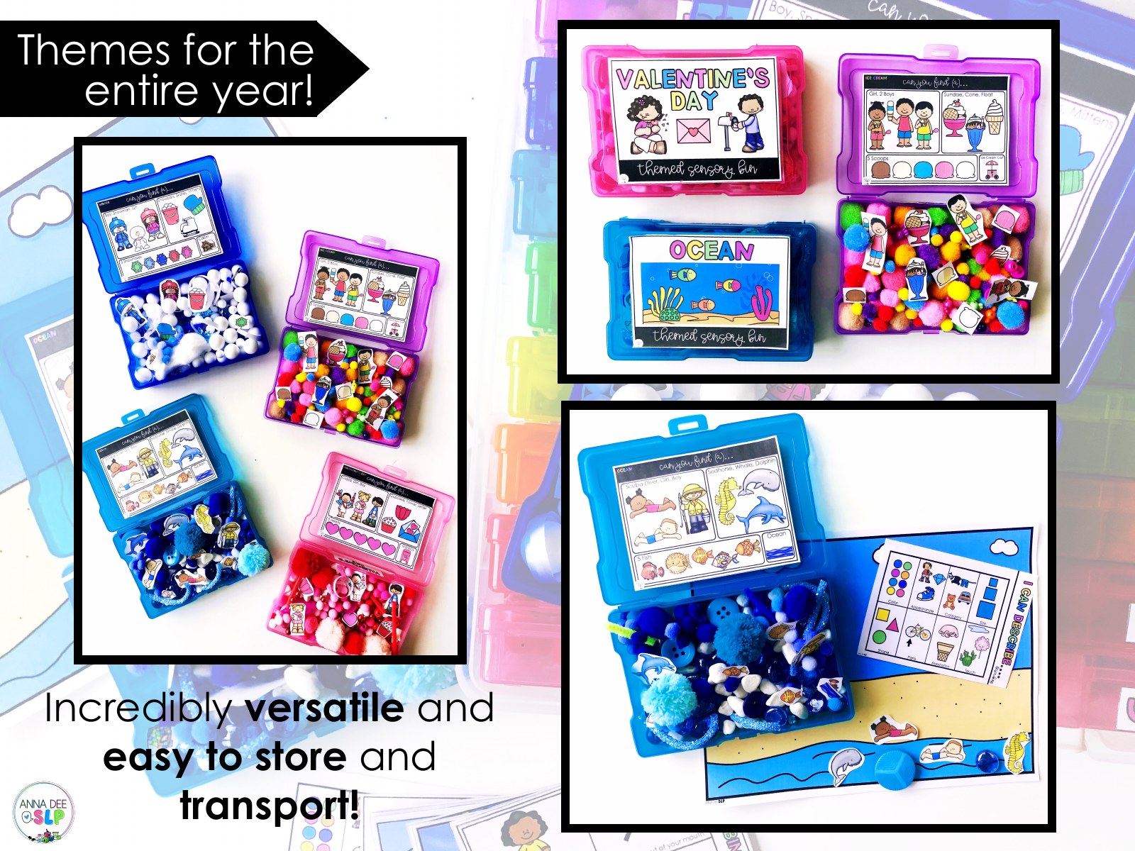 Themed Sensory Bins for speech therapy preview page 4