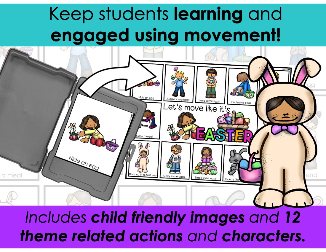 Easter movement cards for speech therapy preview page 3