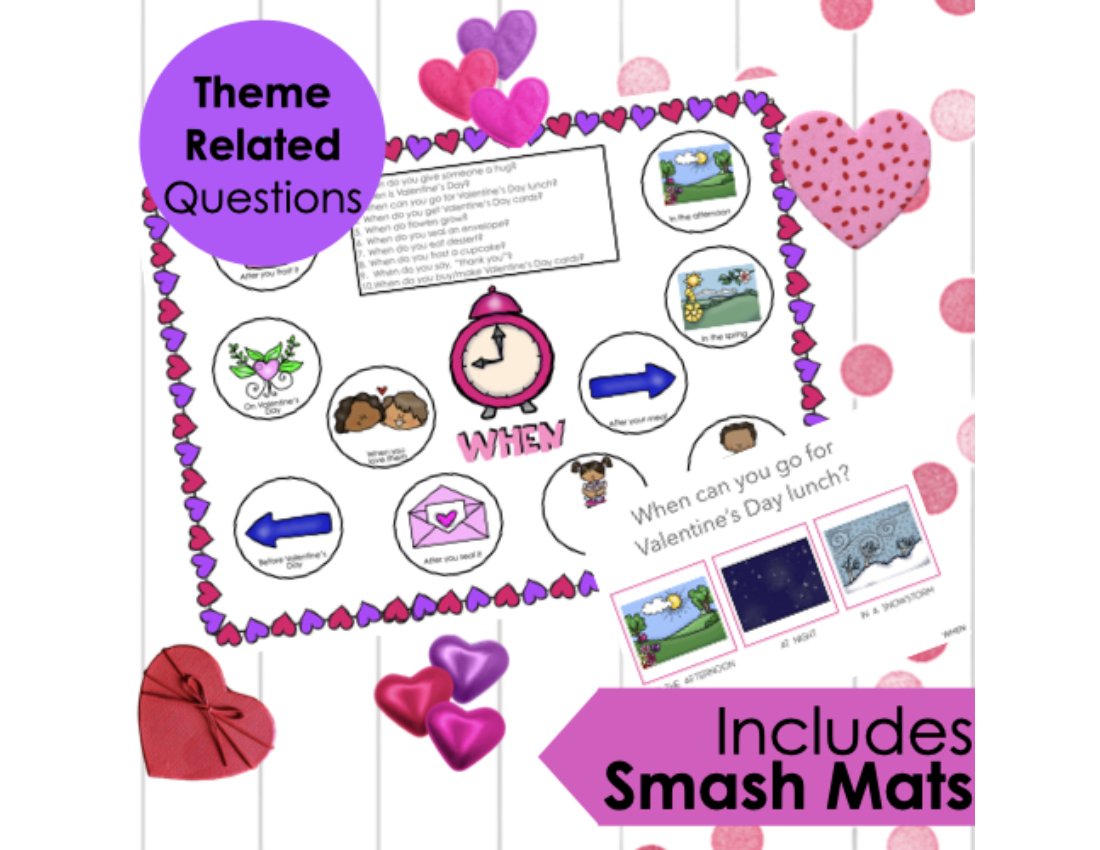 Valentine's Day WH Questions and PlayDough Mats for speech therapy preview page 2