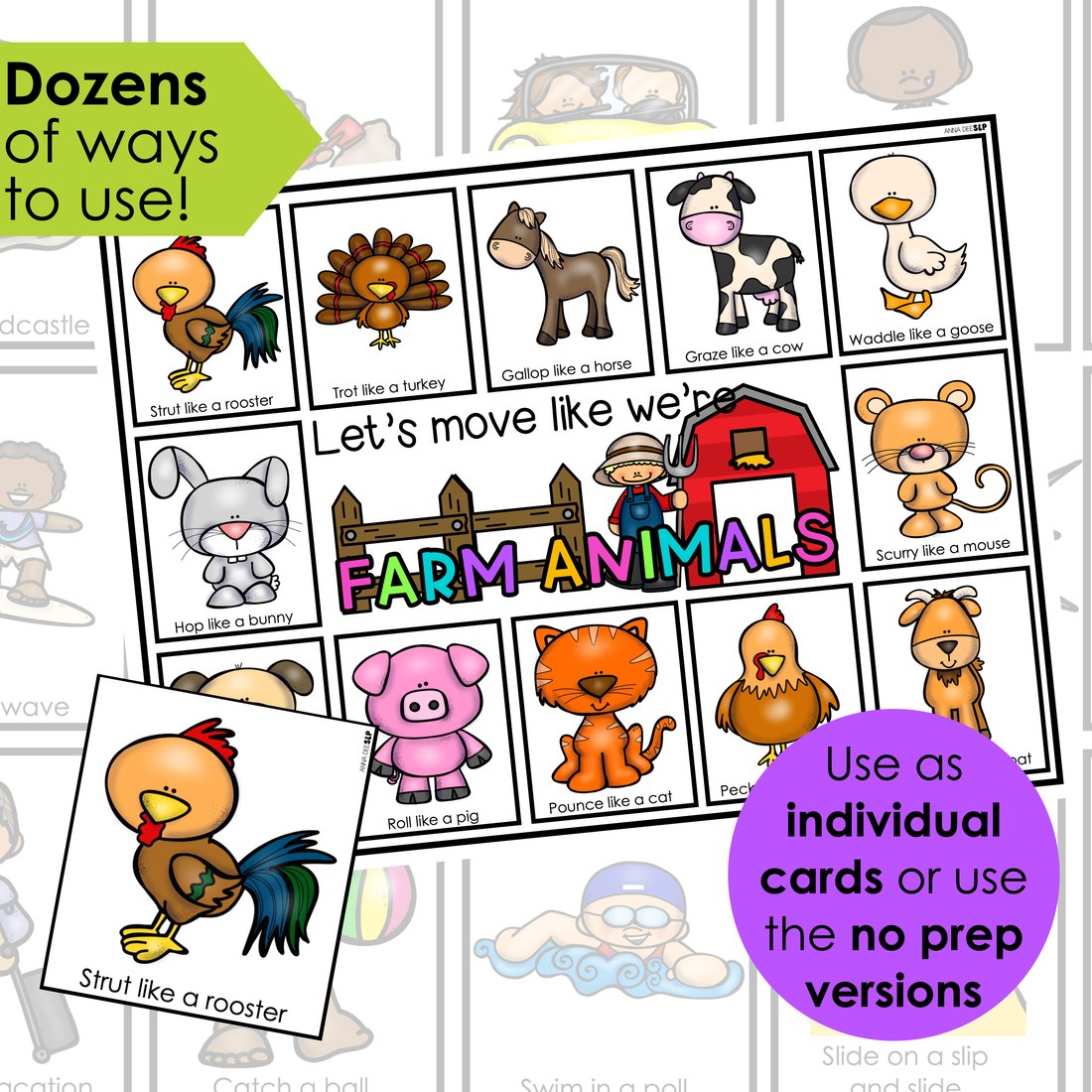Gross motor movement cards bundle for speech therapy – image 2