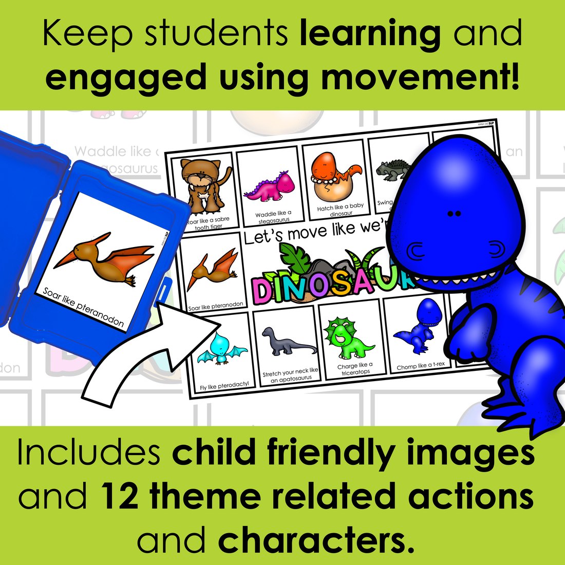 Dinosaur movement cards for speech therapy – image 3