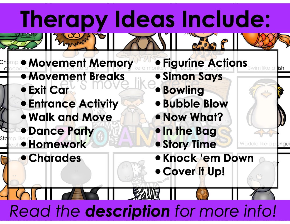 Zoo movement cards for speech therapy preview page 4