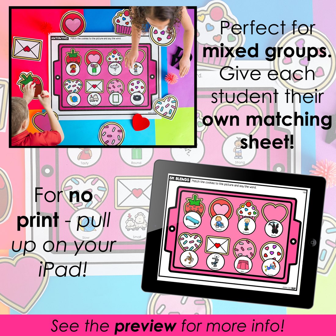 Valentine's Day say and play activity for speech therapy – image 3