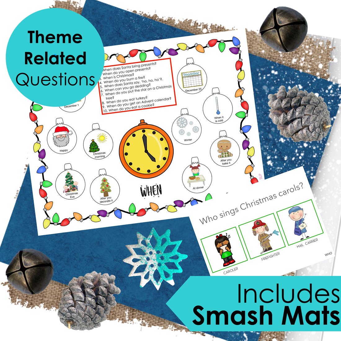 Christmas WH Questions and PlayDough Mats for speech therapy – image 2