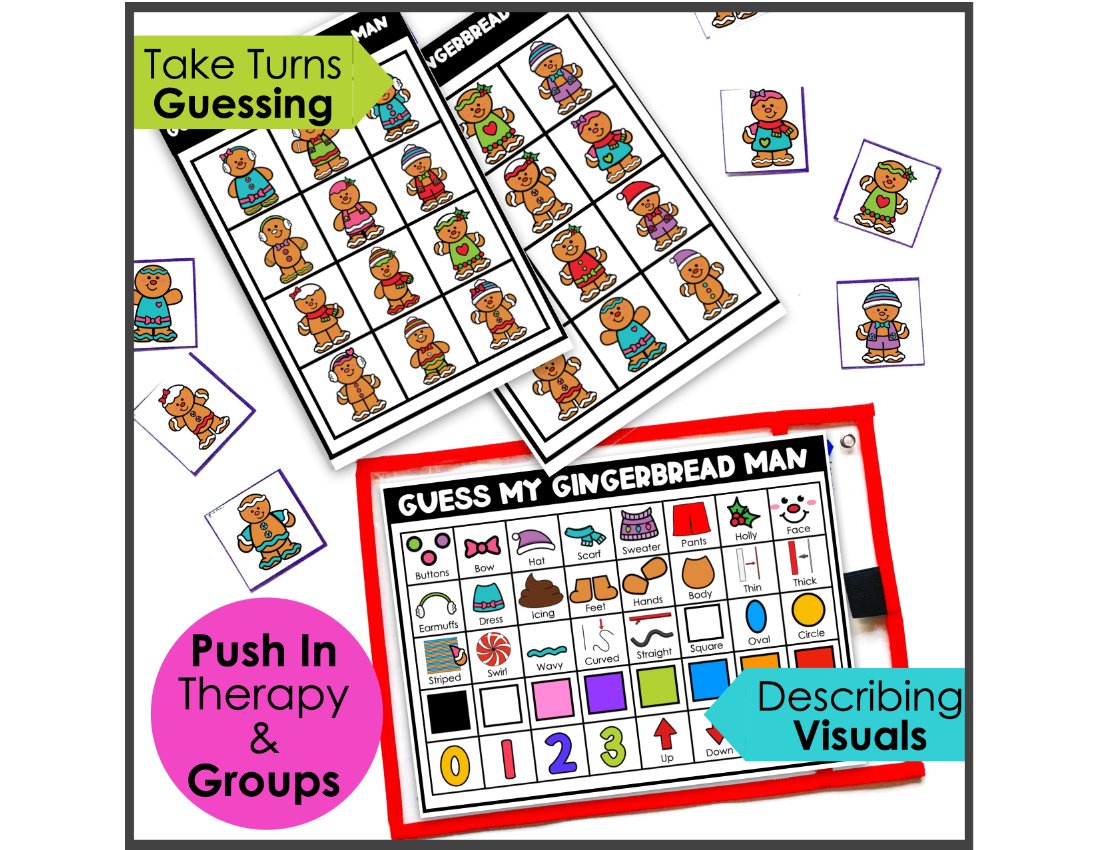 Christmas Gingerbread Describing Game for speech therapy preview page 2