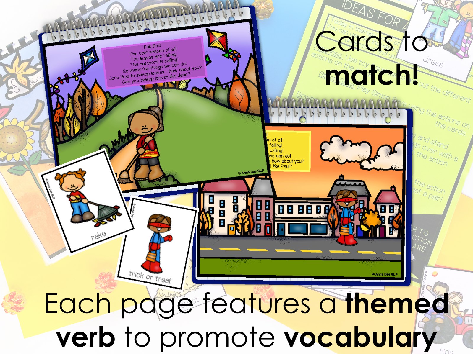 Fall Repetitive Gross Motor Story Book for speech therapy preview page 2