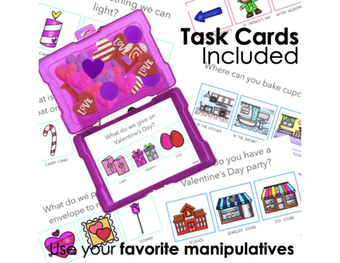 Valentine's Day WH Questions and PlayDough Mats for speech therapy preview page 3