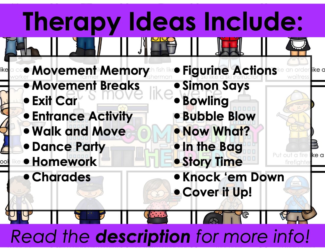 Community Helpers movement cards for speech therapy preview page 4