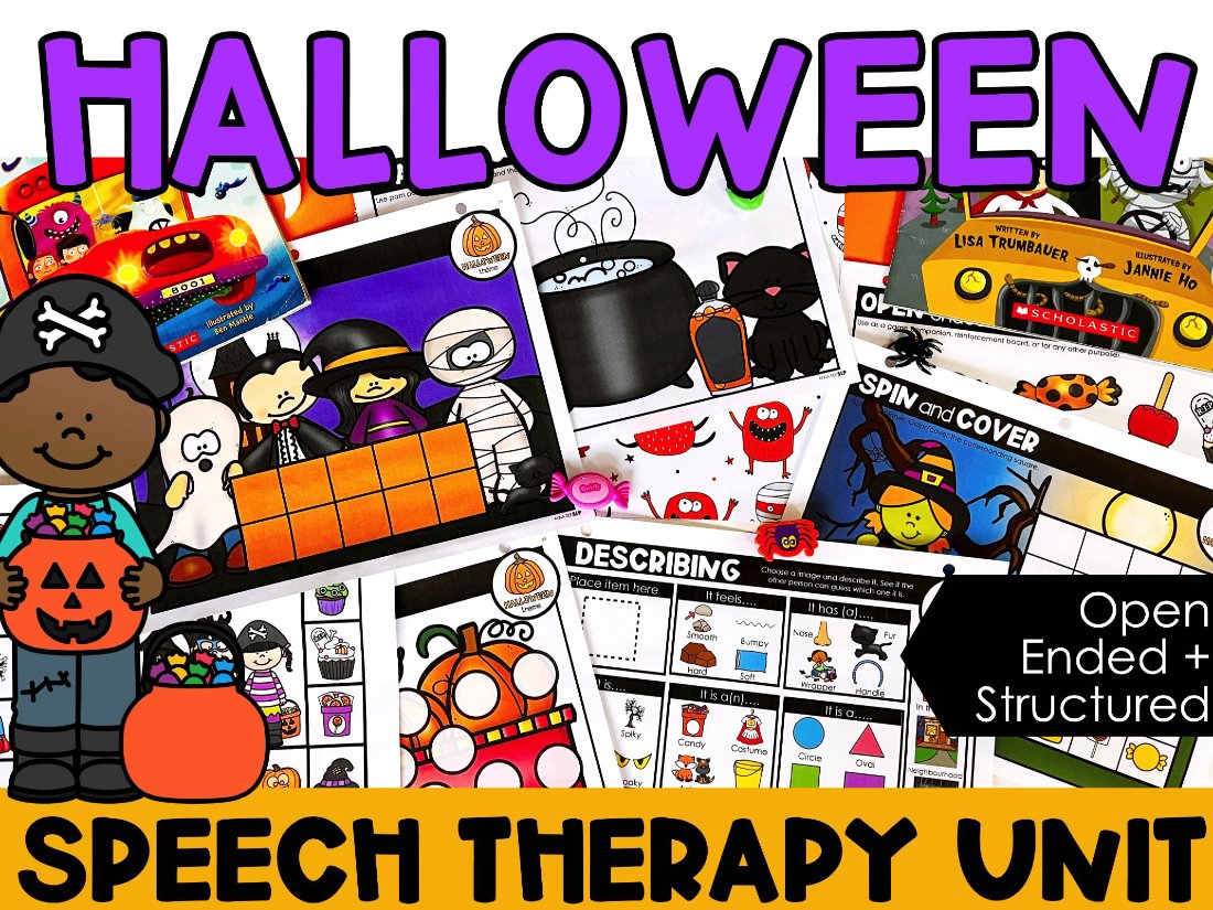 Halloween Activities and Worksheets for speech therapy preview page 1