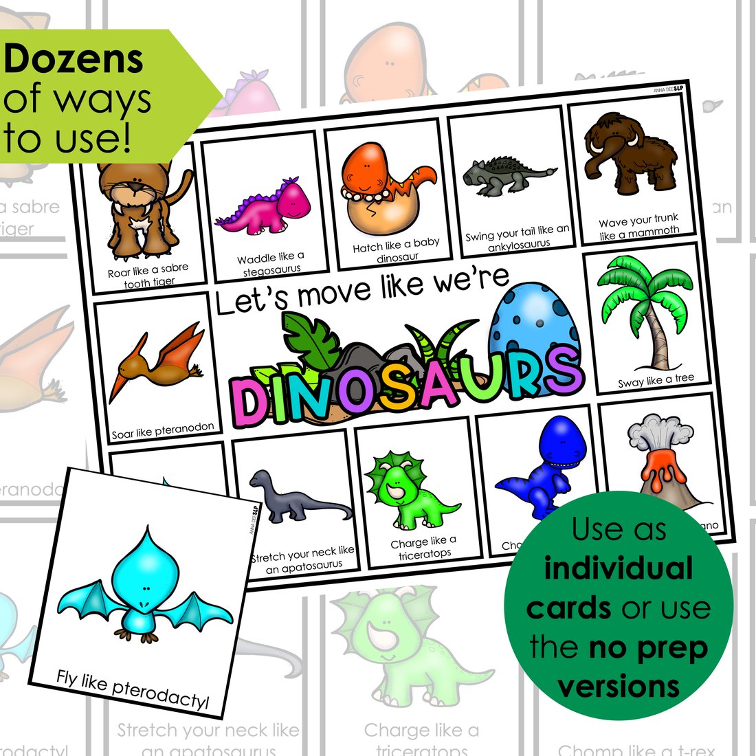 Dinosaur movement cards for speech therapy – image 2