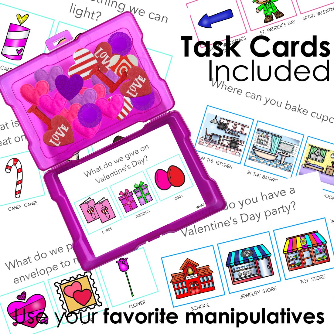 Valentine's Day WH Questions and PlayDough Mats for speech therapy – image 3