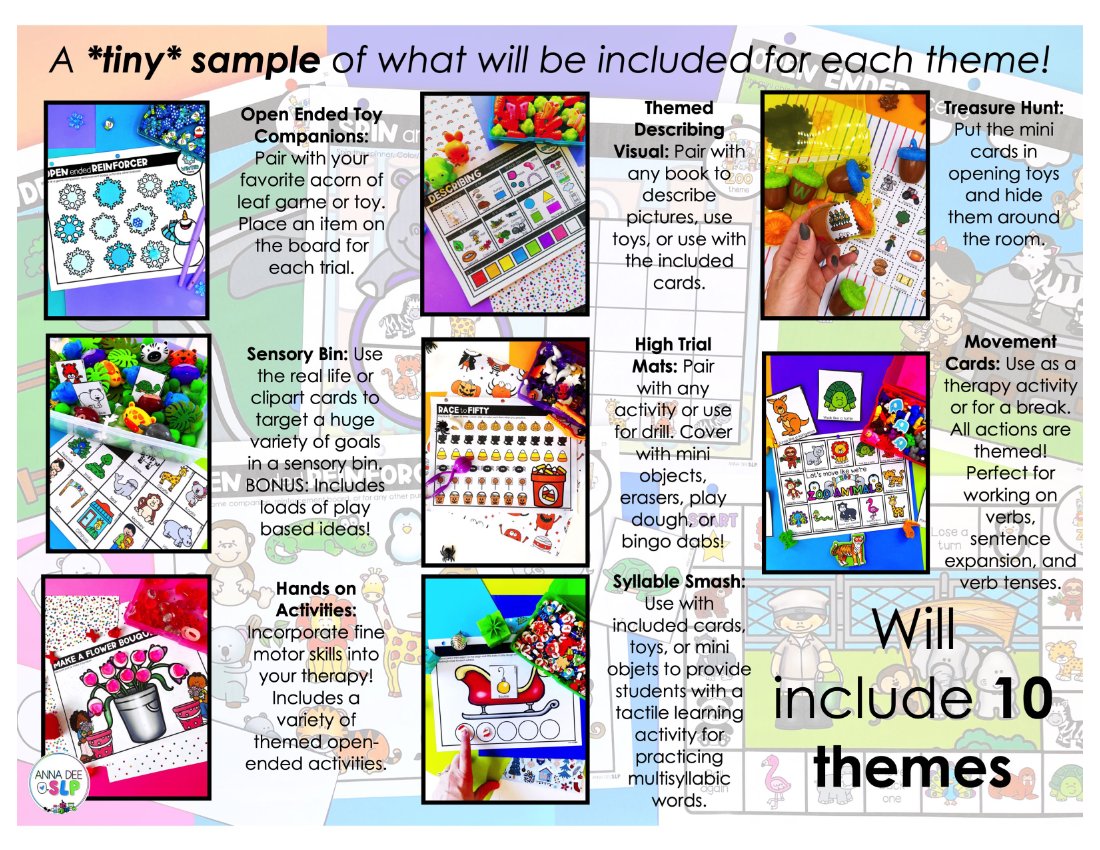 Themed Activities and Worksheets Bundle for speech therapy preview page 4