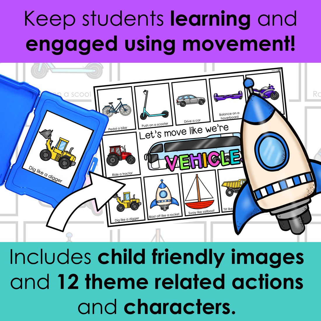 Vehicle movement cards for speech therapy – image 3