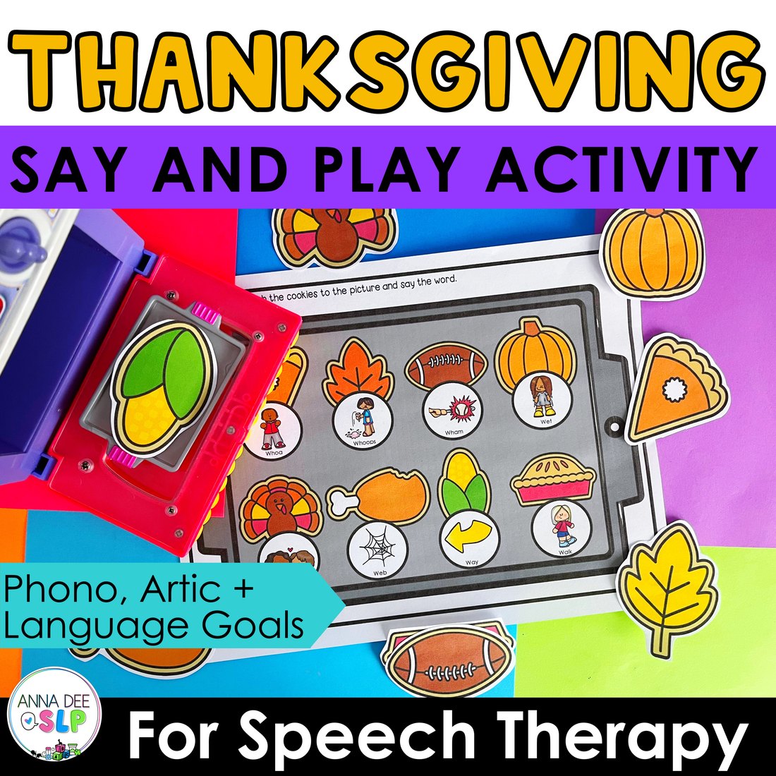 Thanksgiving say and play activity for speech therapy