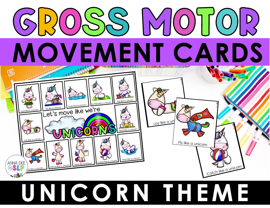 Unicorn movement cards for speech therapy preview page 1