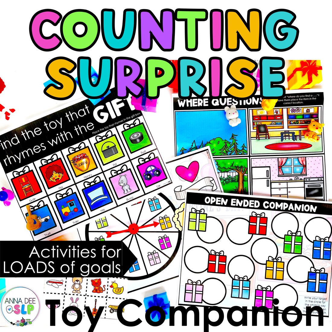 Counting Surprise Presents Toy Companion for speech therapy