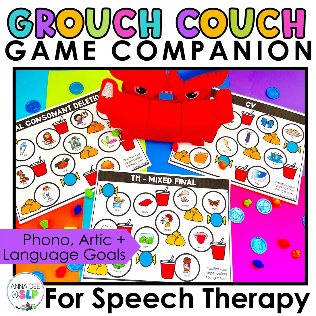 Grouch Couch game companion for speech therapy