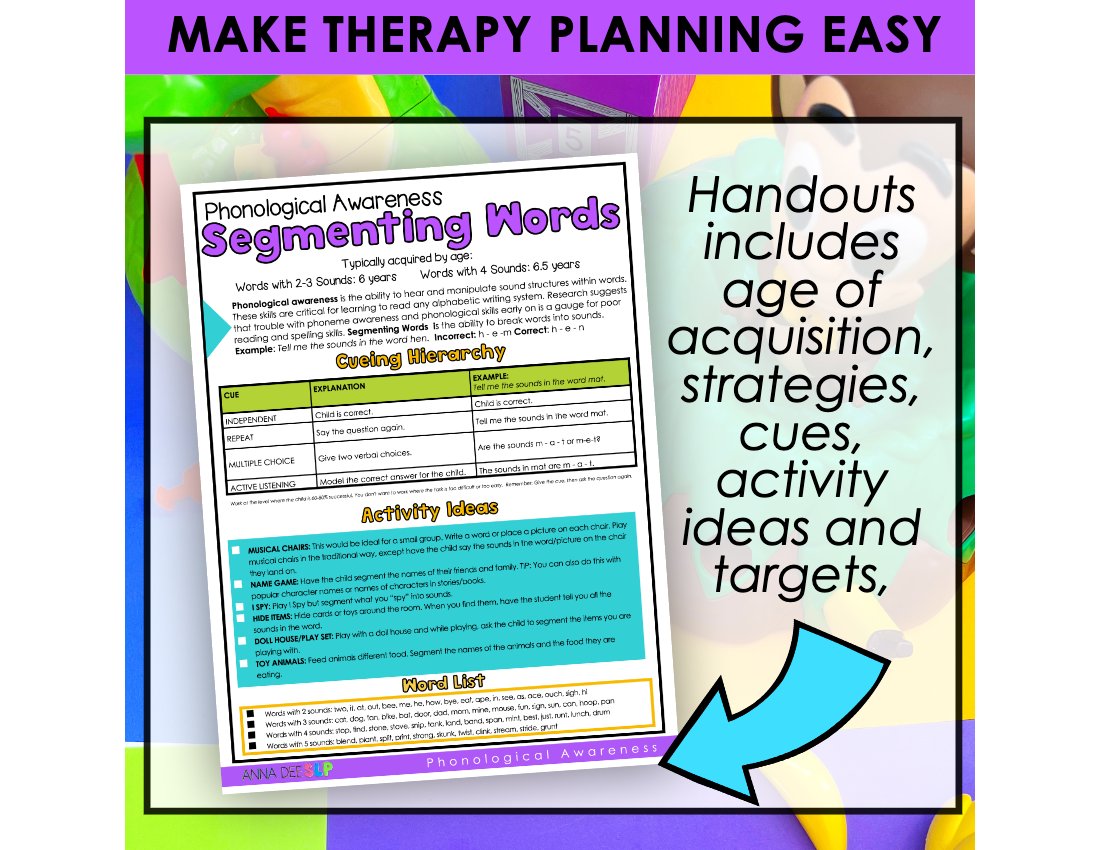 Phonological Awareness Handouts for speech therapy preview page 2