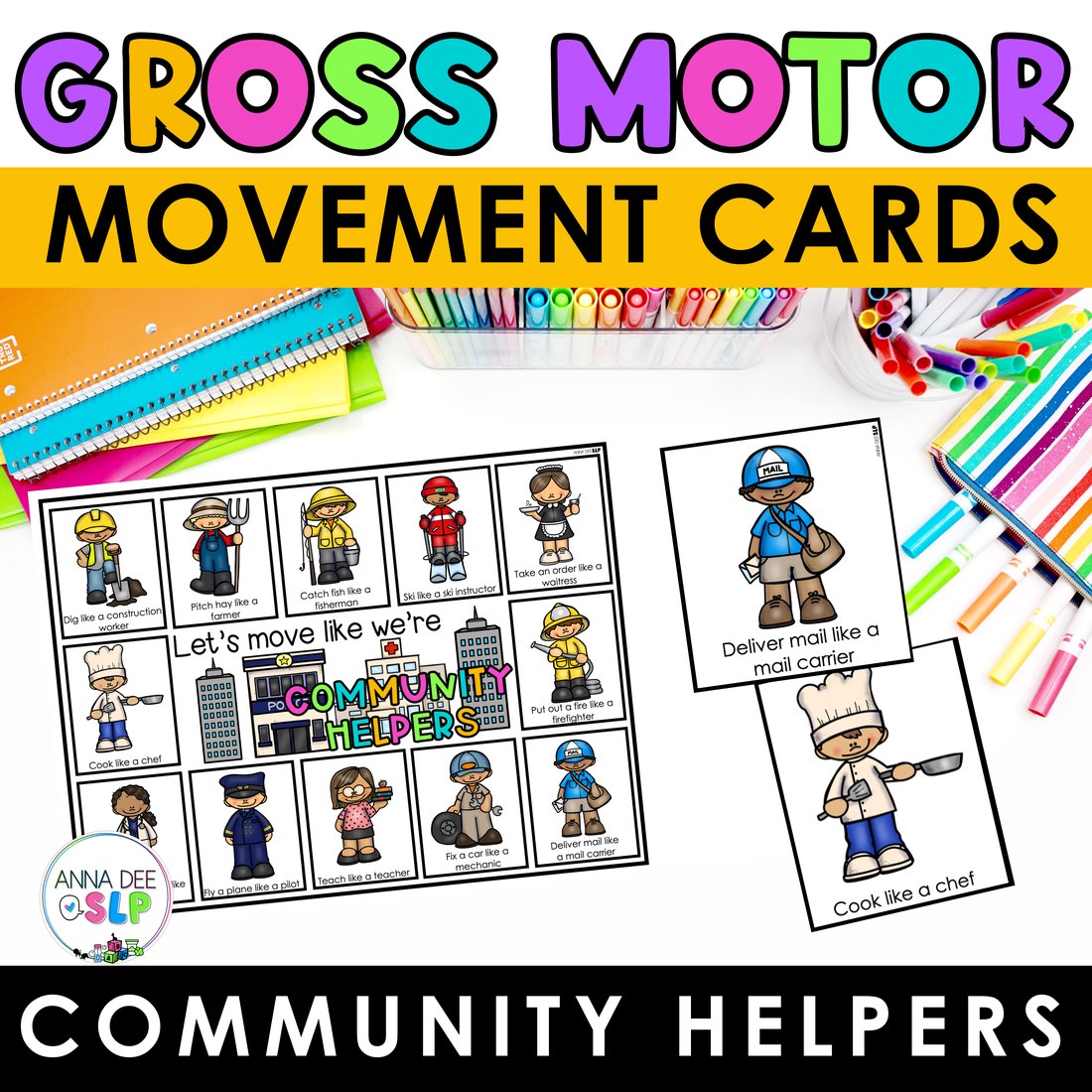 Community Helpers movement cards for speech therapy