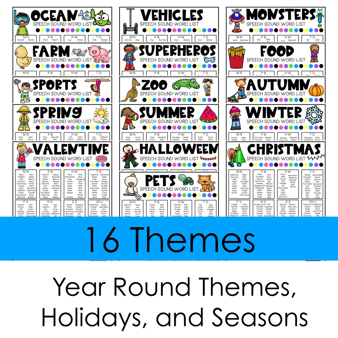 Themed Articulation Word Lists for speech therapy – image 2