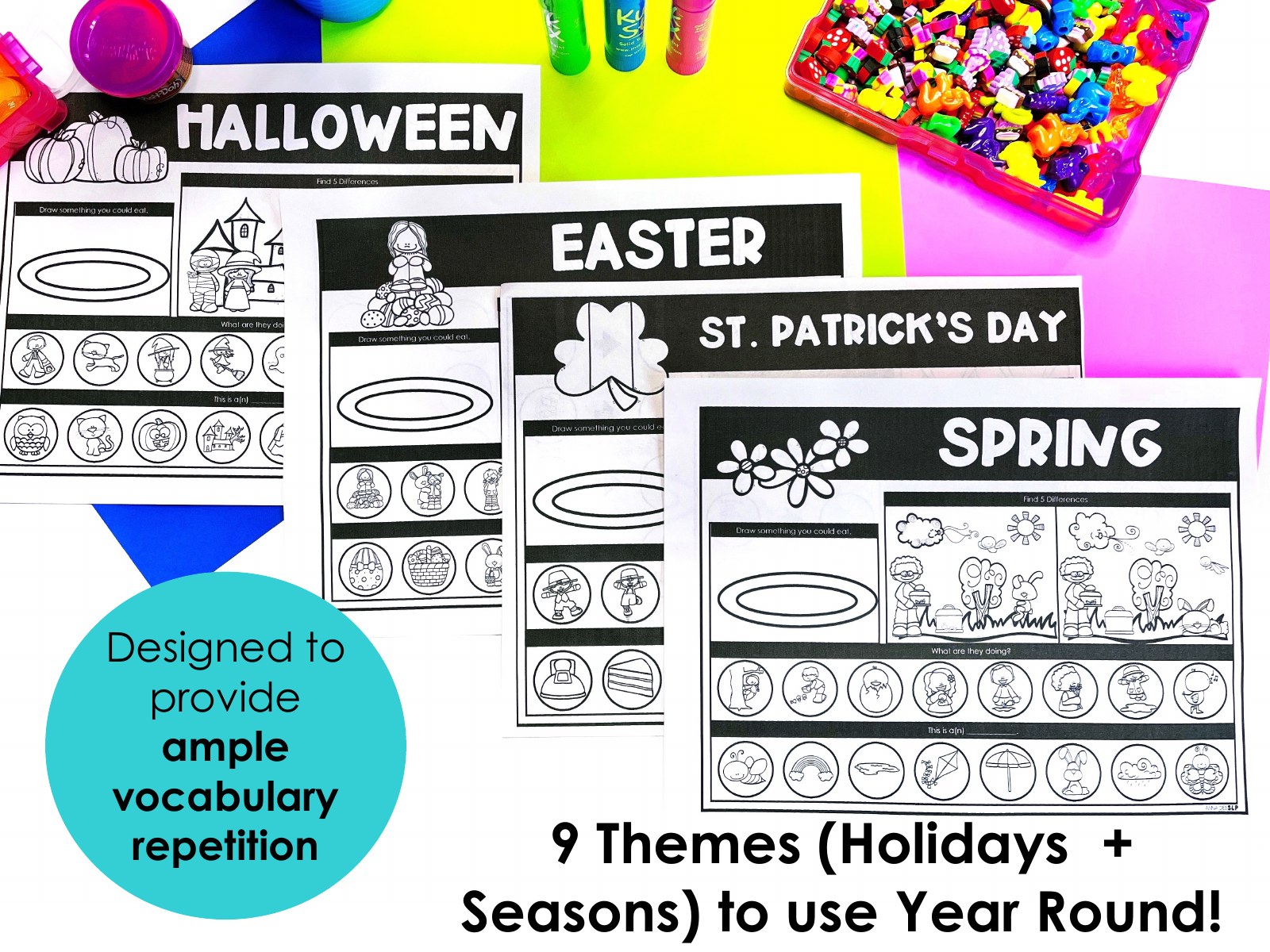 Seasonal Vocabulary Worksheets for speech therapy preview page 4