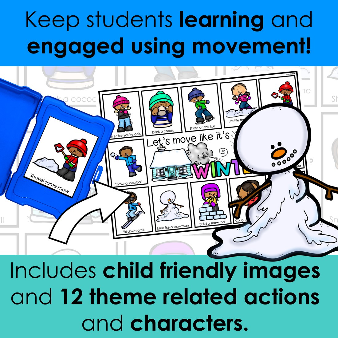 Winter movement cards for speech therapy – image 3
