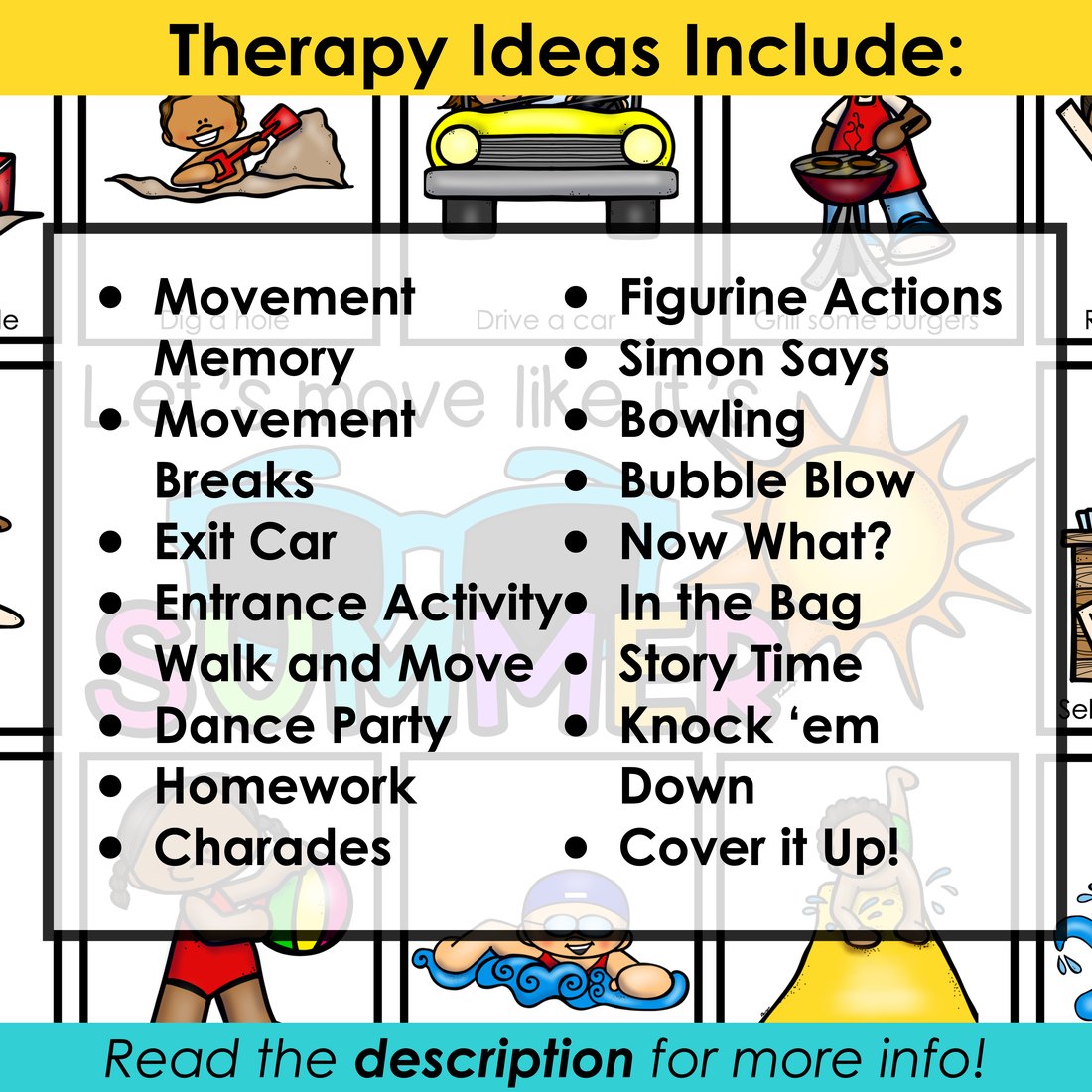 Summer movement cards for speech therapy – image 4