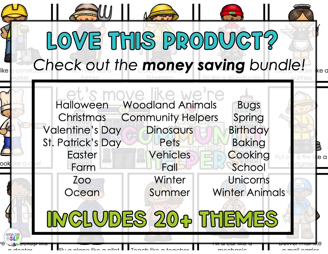 Community Helpers movement cards for speech therapy preview page 5