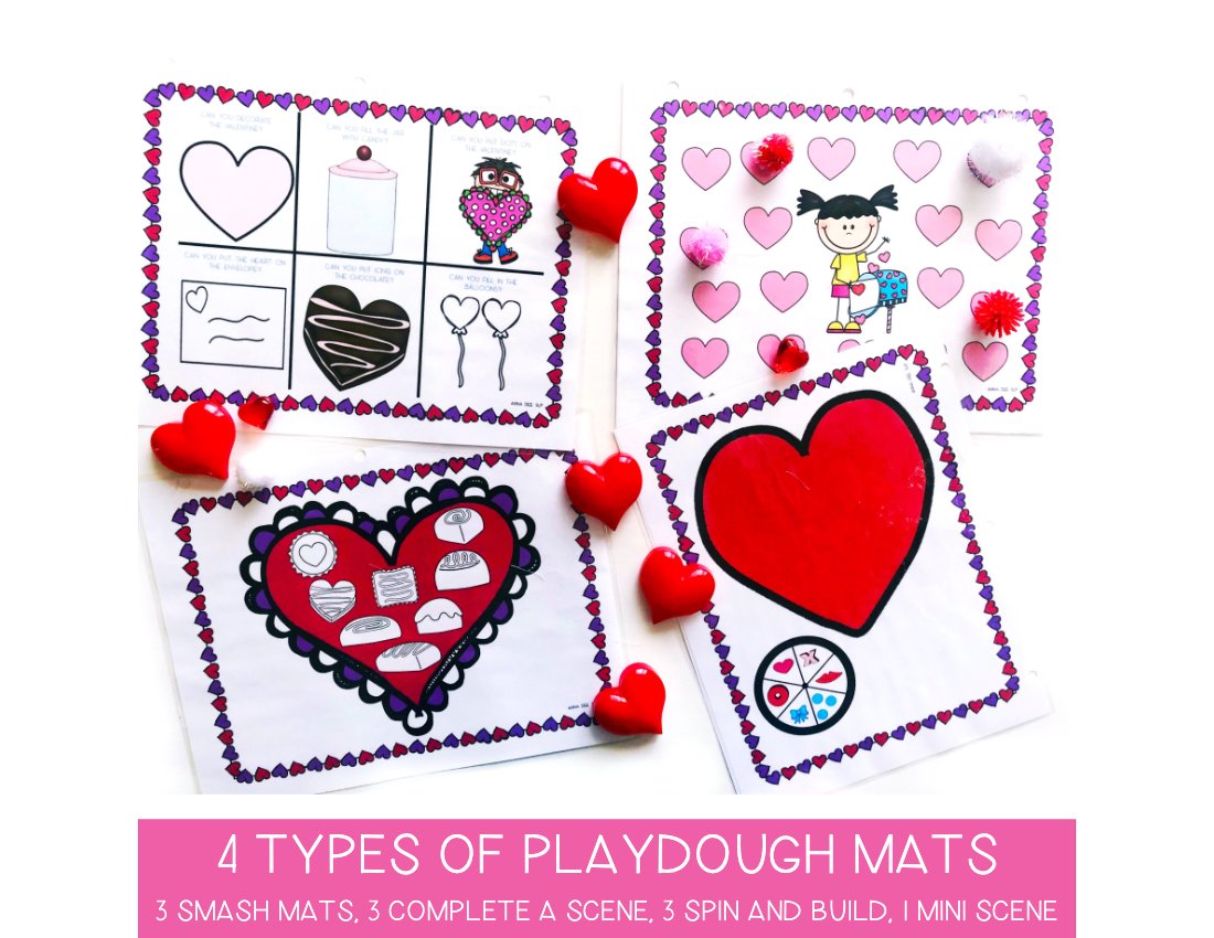 Valentine's Day Play Doh Mats for speech therapy preview page 2