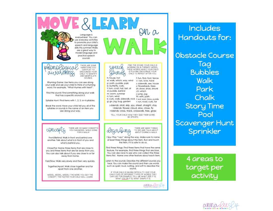 Summer Homework Handouts for speech therapy preview page 1