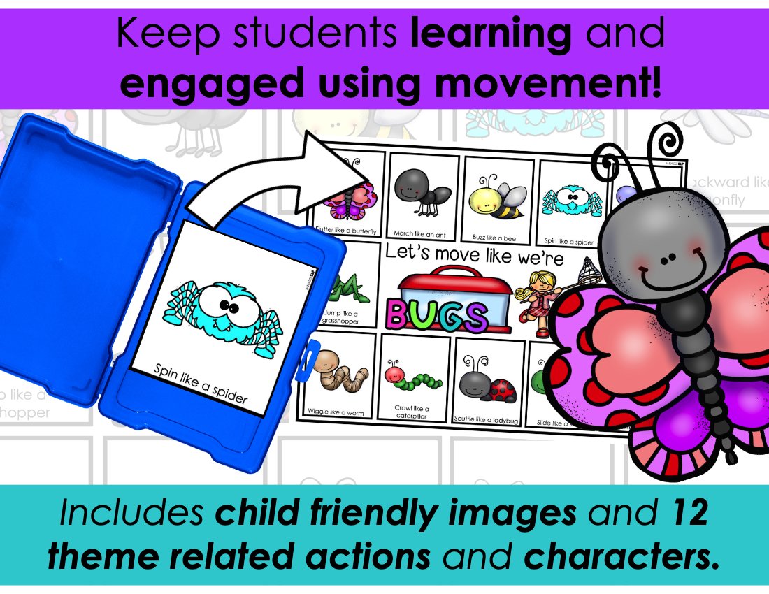 Bugs movement cards for speech therapy preview page 3