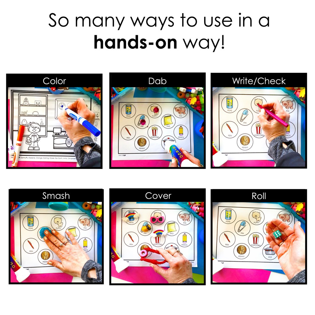 Playdough Worksheets and Sound Loaded Scenes for speech therapy – image 4