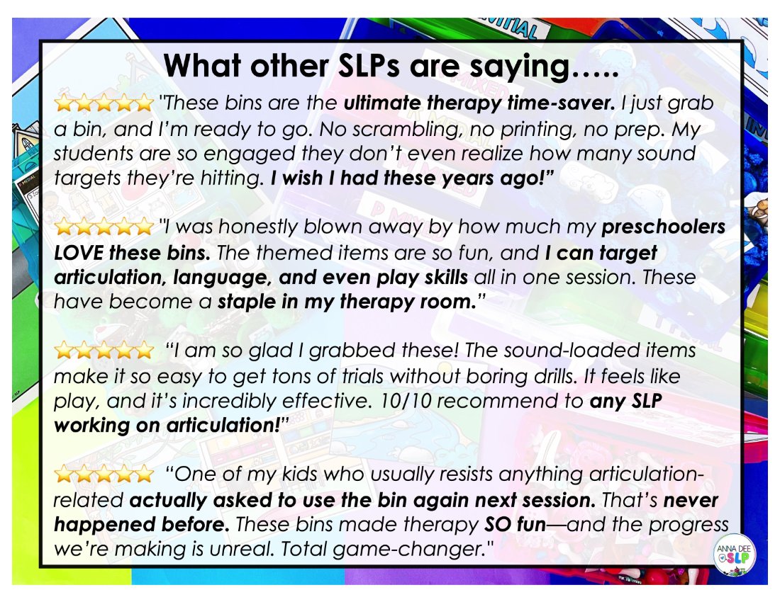 Early Sounds Articulation Sensory Bins for speech therapy preview page 12