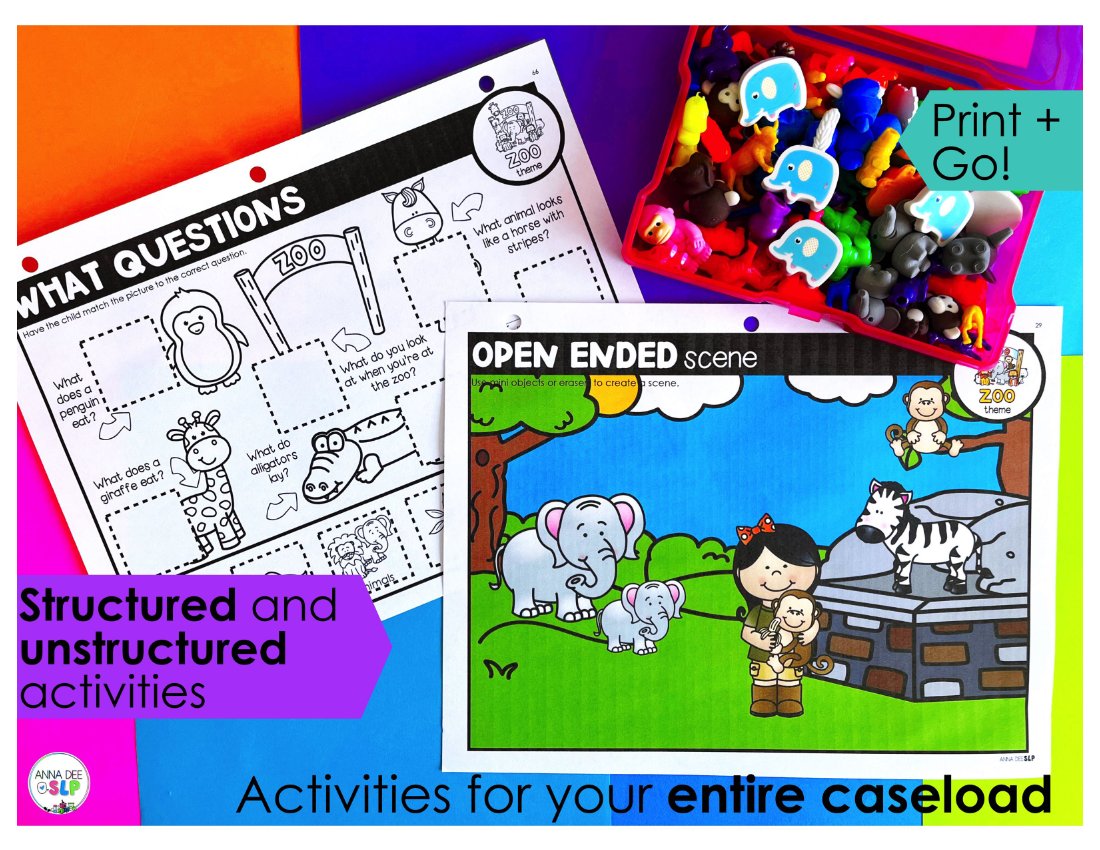 Zoo Activities and Worksheets for speech therapy preview page 2