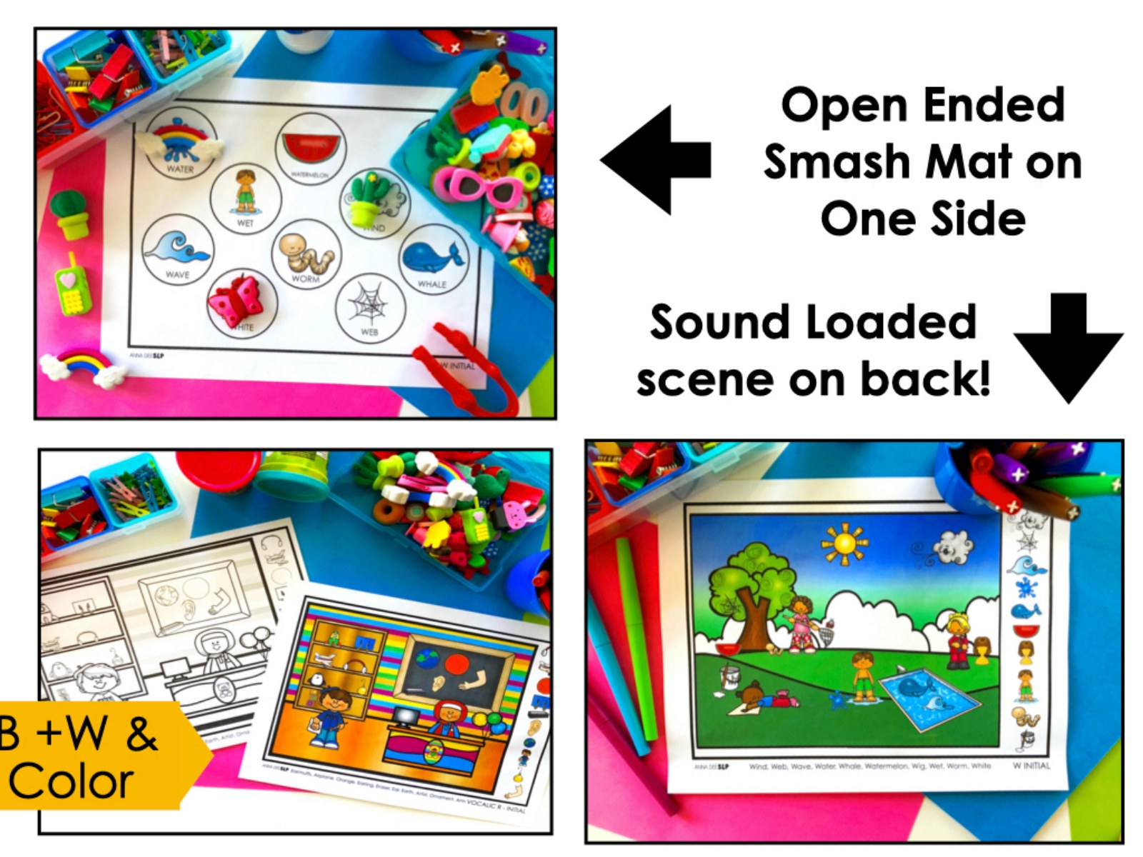 Playdough Worksheets and Sound Loaded Scenes for speech therapy preview page 2