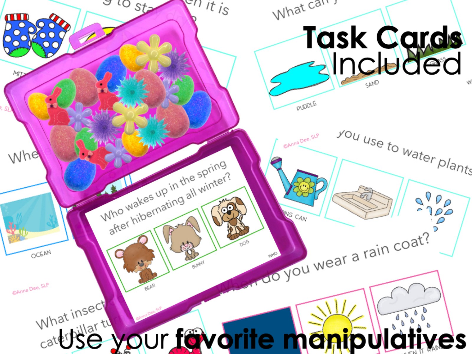 Spring WH Questions and PlayDough Mats for speech therapy preview page 3