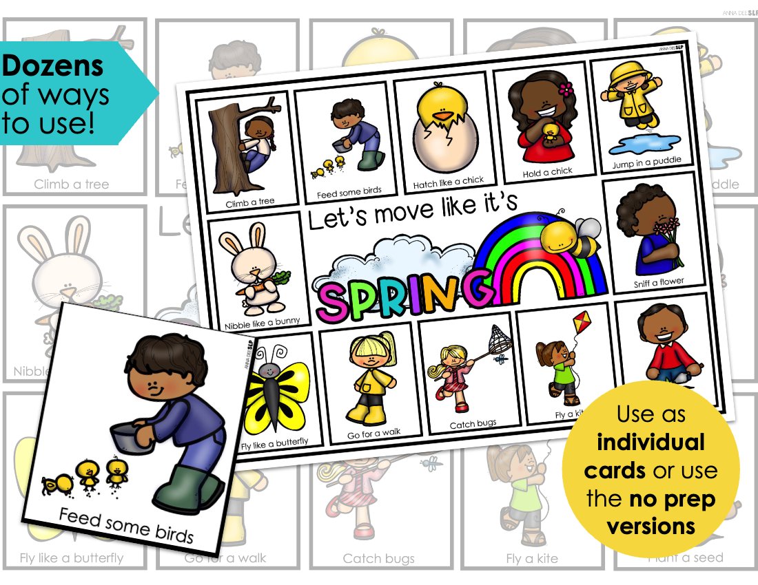 Birthday movement cards for speech therapy preview page 2